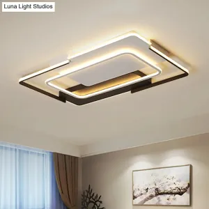 Modern Rectangular Flush Mount LED Light for Living Room Ceiling - Acrylic, Warm/White