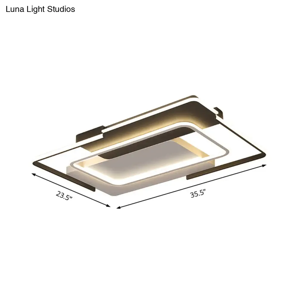 Modern Rectangular Flush Mount LED Light for Living Room Ceiling - Acrylic, Warm/White