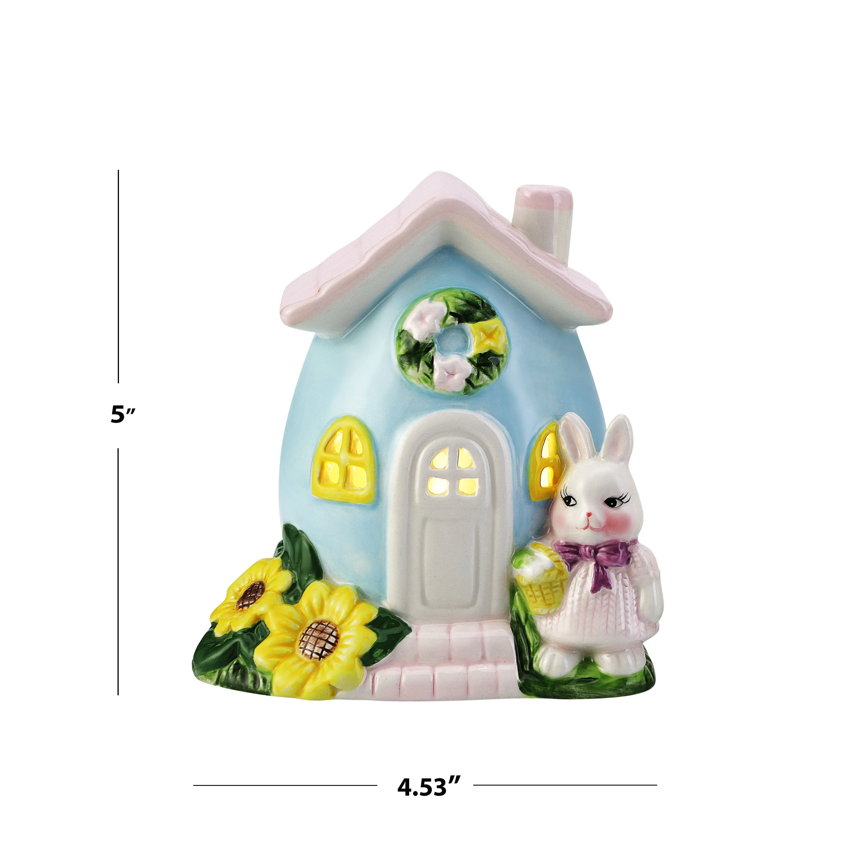 Mr. Cottontail Set of 2 Ceramic 5 in. Bunny Cottages