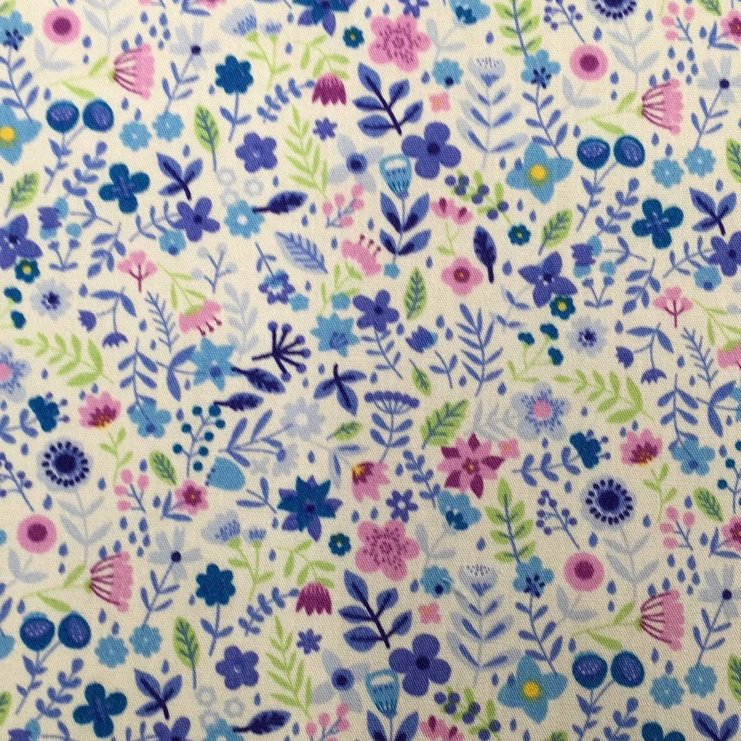 Navy Poppies Cotton Poplin Print