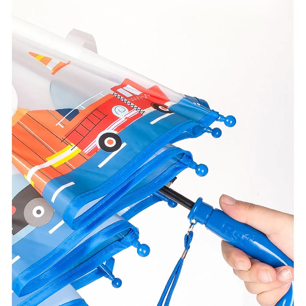Panda Police Transparent Style Blue Umbrella for Kids