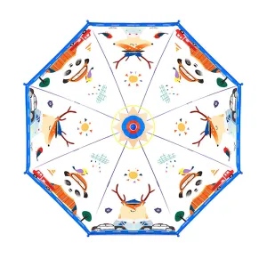 Panda Police Transparent Style Blue Umbrella for Kids