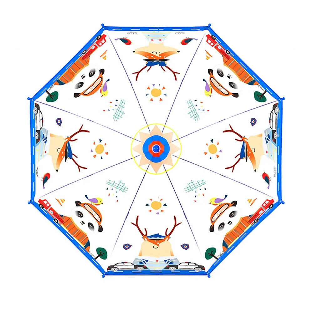 Panda Police Transparent Style Blue Umbrella for Kids