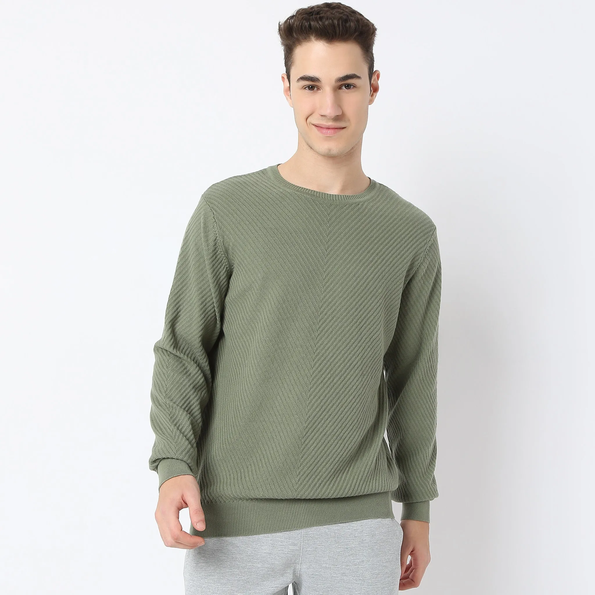 Regular Fit Structured Flat Knit Sweater