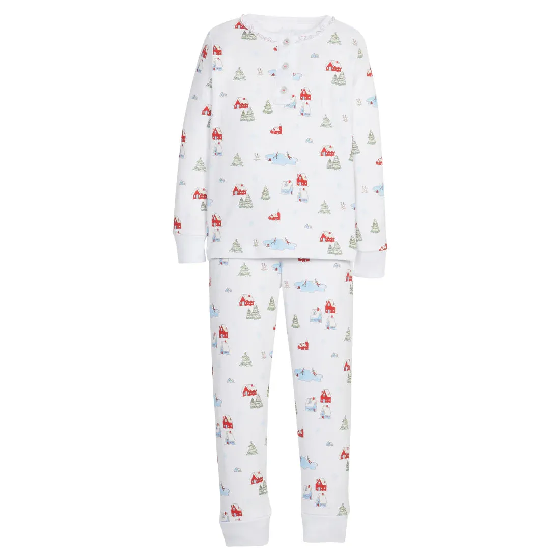Ruffled Printed Jammies - Christmas Village
