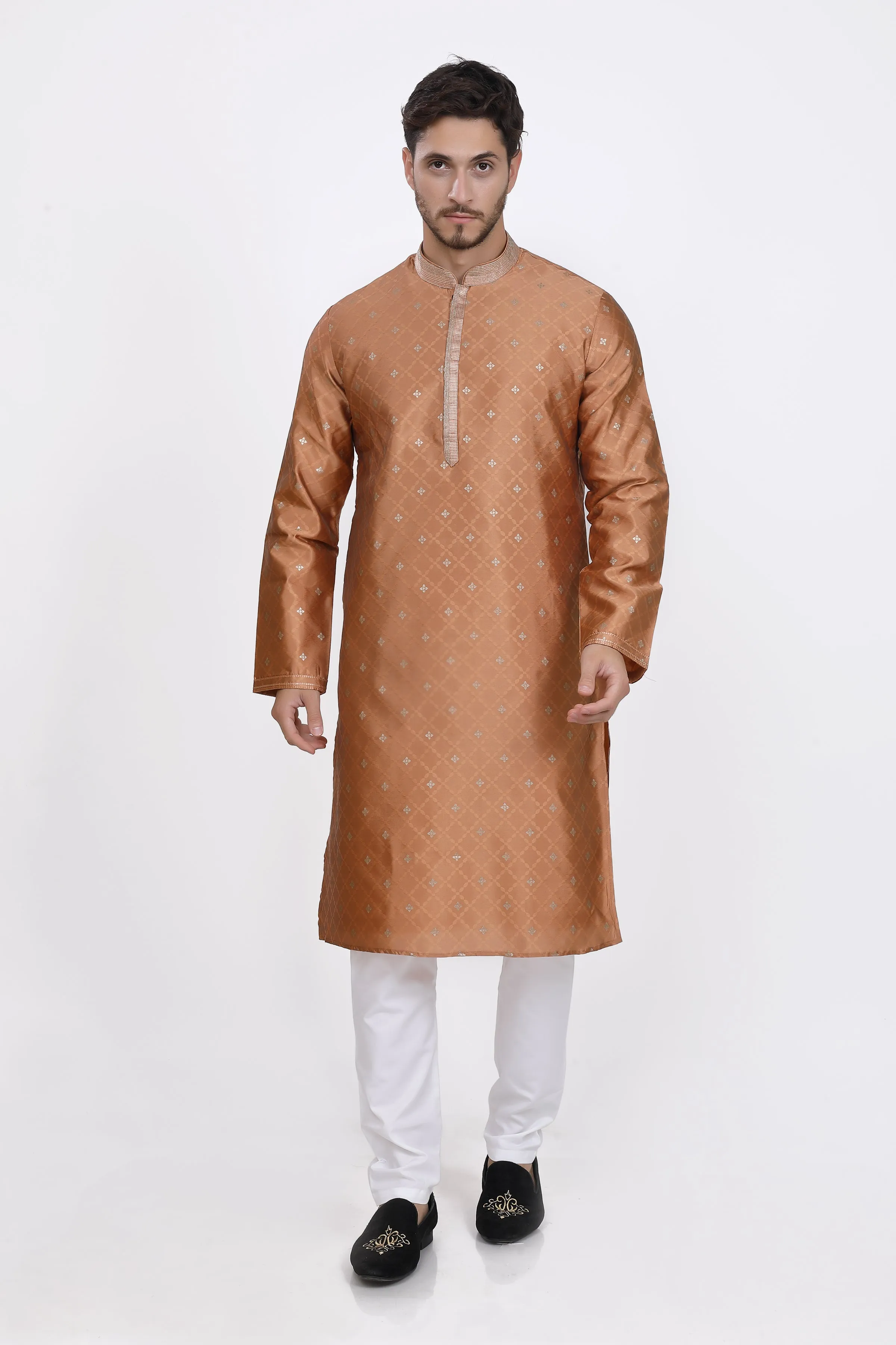 Rust mens kurta pyjama set
