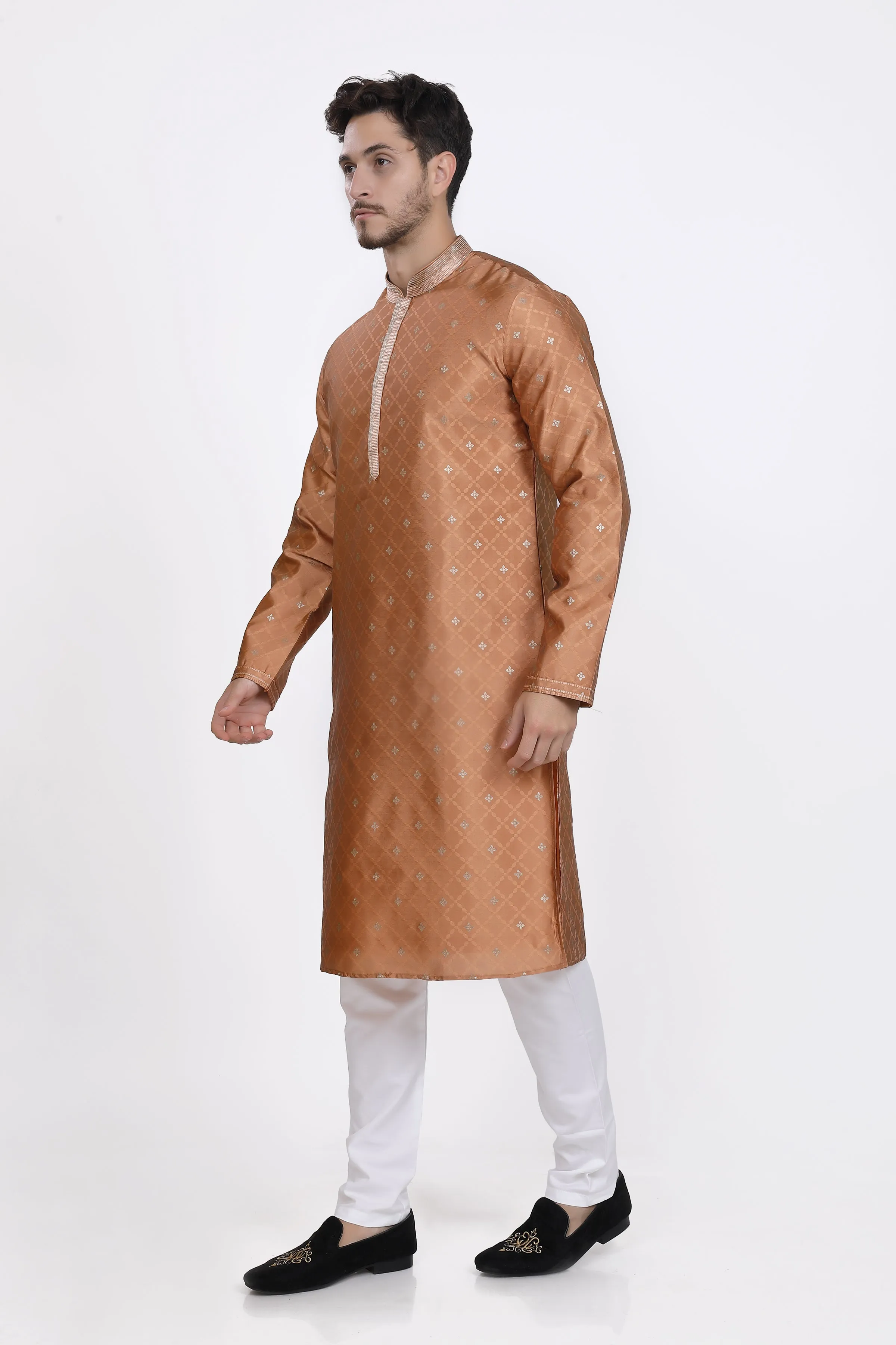 Rust mens kurta pyjama set