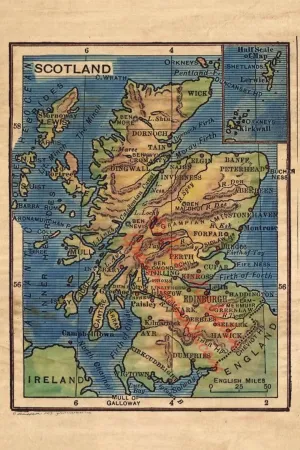 Scotland 1906 Map Art Blanket Throw Polar/ Silky/ Sherpa Fleece Vintage Blanket For Bedroom Sofa Chair Dorm Lakehouse Gift & Winter Travel