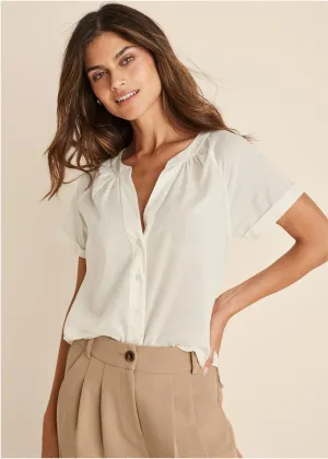 Short Sleeve Blouse - Cream