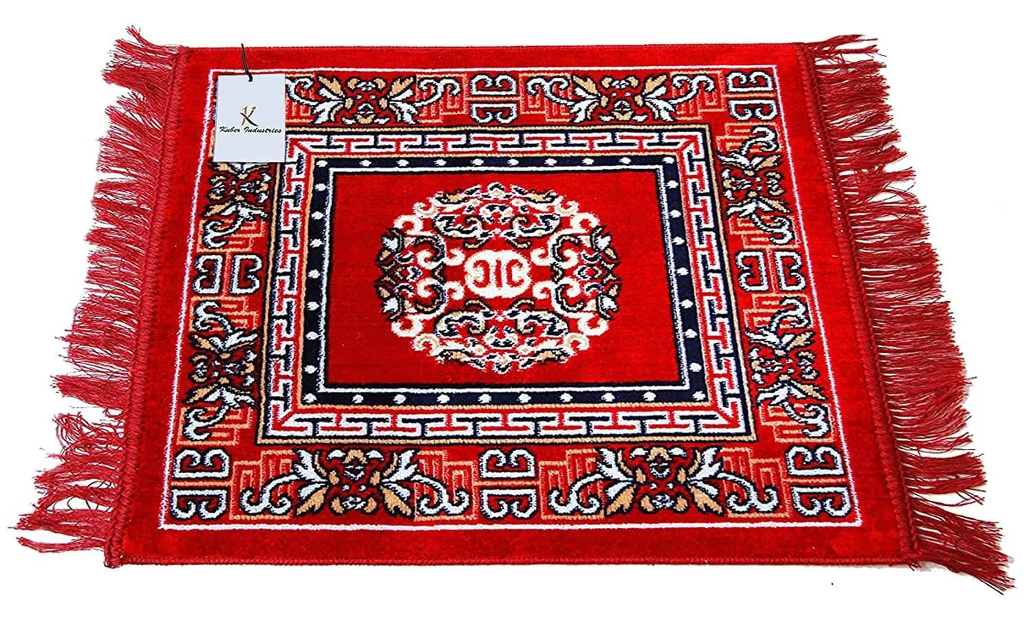 Traditional Carpet / Pooja Mat (60x60 cm) | Square Shape & Soft Velvet Material | Meditation Prayer Mat
