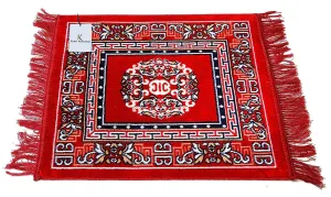 Traditional Carpet / Pooja Mat (60x60 cm) | Square Shape & Soft Velvet Material | Meditation Prayer Mat