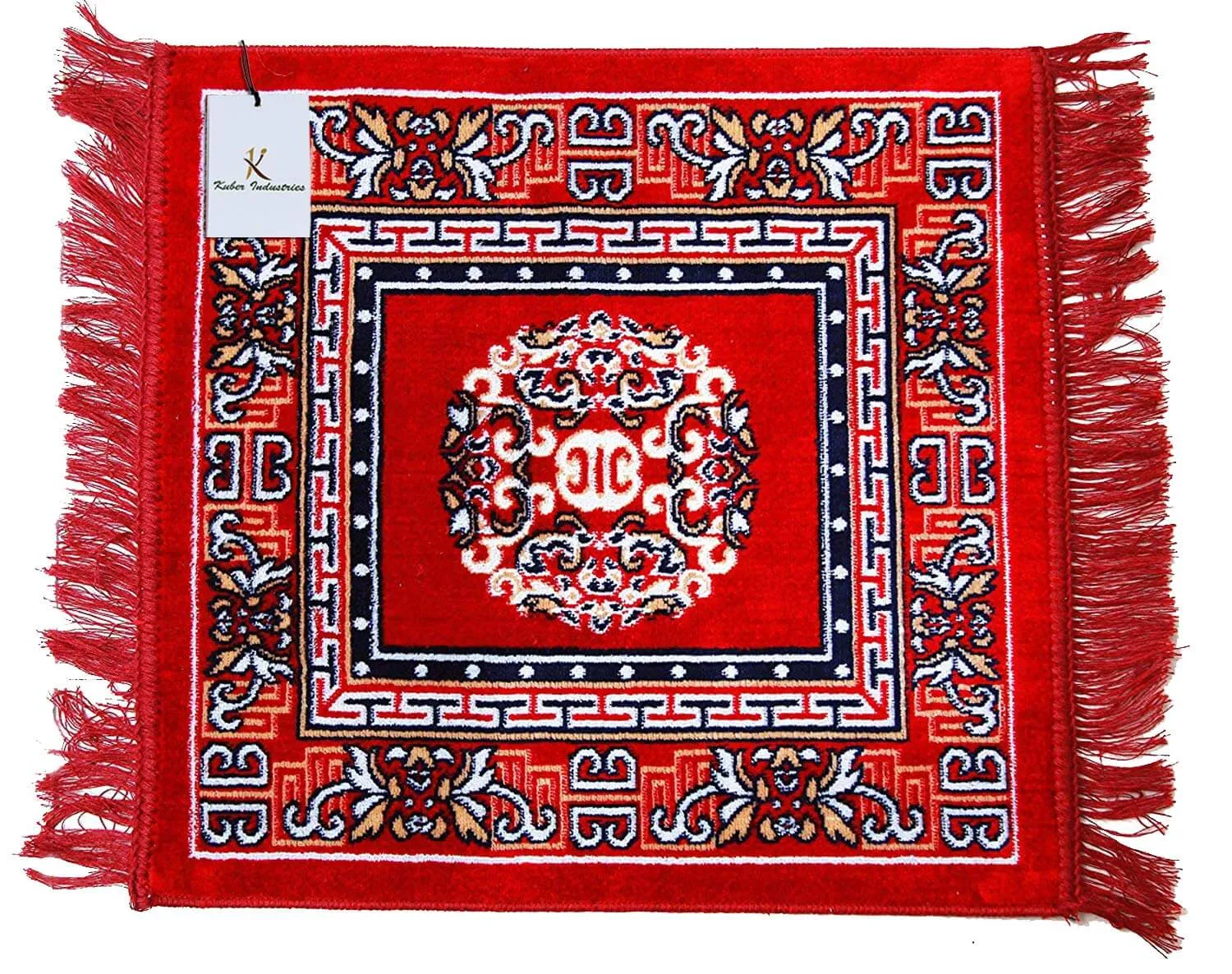 Traditional Carpet / Pooja Mat (60x60 cm) | Square Shape & Soft Velvet Material | Meditation Prayer Mat