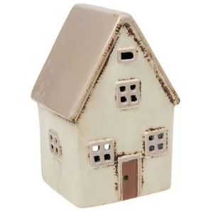 Village Pottery 15cm Cream House Tealight Holder