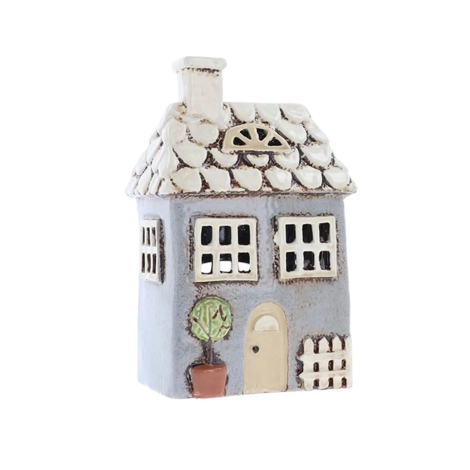 Village Pottery 19cm Garden House Grey Tealight