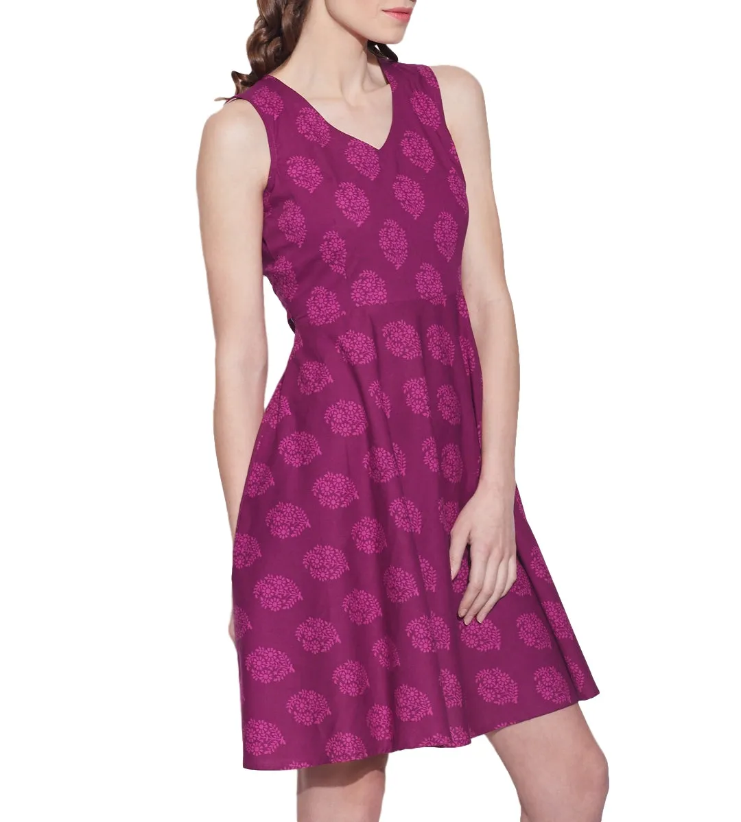Women's Apparel Cotton Printed Dress,Machine Washable,W-CPD34-1608, Size-34 Inch