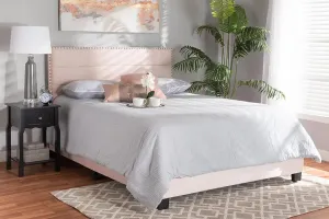Yolanda Light Pink Velvet Fabric Upholstered Panel Bed (Full)